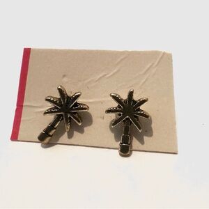 Gold Palm Tree Stud Earrings